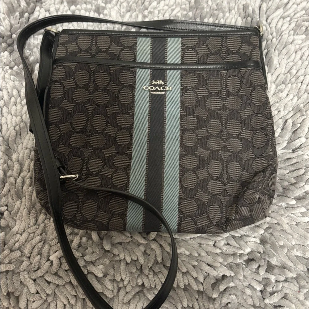 Coach Signature Black and Gray Crossbody Bag - Picture 1 of 5